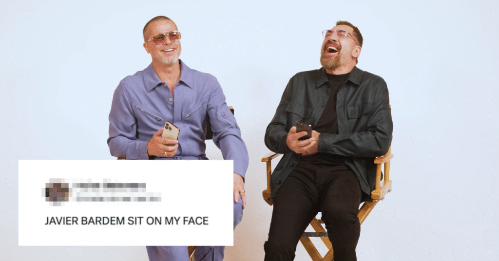 Brad Pitt y Javier Bardem leen tweets apasionados sobre F1