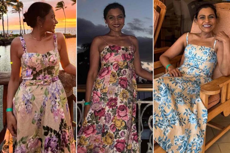 Mindy Kaling y sus tres hermosos vestidos midi de flores: estilos únicos en una sola semana